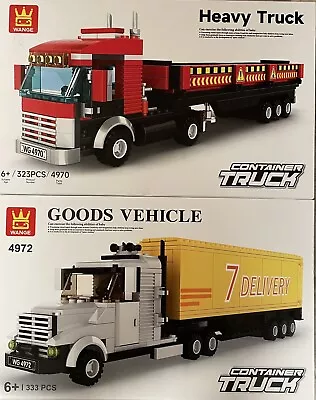 2 Pack Semi Truck Set Heavy Transport Vehicle Building Blocks Bricks 656 Pieces • $59