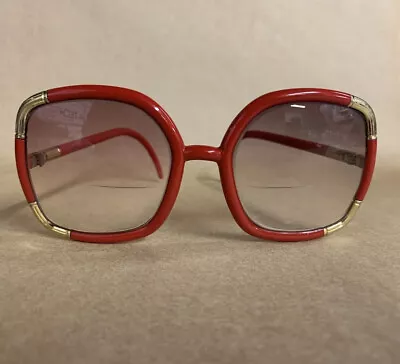 VINTAGE Ted Lapidus Original RED W/ Goldtone Sunglasses FRAMES ONLY (Rx Lenses) • $239.20