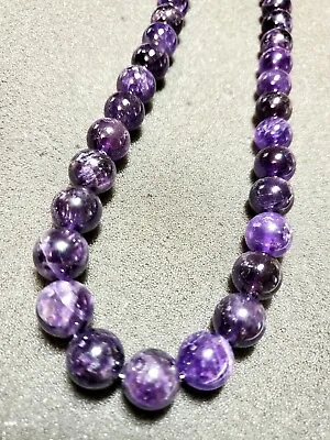 12.5 Mm Purple Beaded 21 Necklace With Dual Sterling Silver Magnetic Barrel Lock • $80