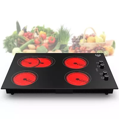 New Electric Cooktop Built-in 4 Burner Electric Stovetop Knob Control 220V 7200W • $246.99