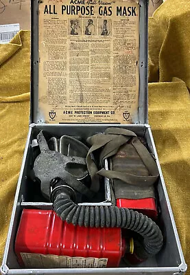 Vintage ACME  Gas Mask Metal Carry Box Antique Collectable Hard To Find. • $225