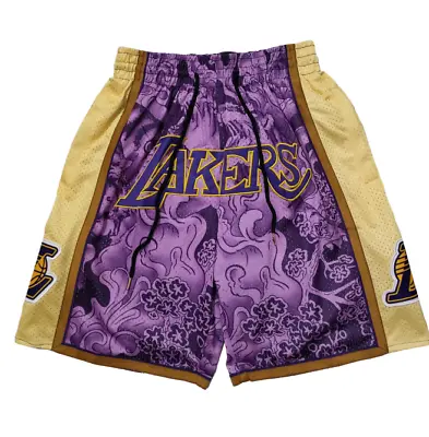 Premium Los Angeles Lakers Mens Basketball Shorts Retro Street Wear Purple S-3XL • $29.36