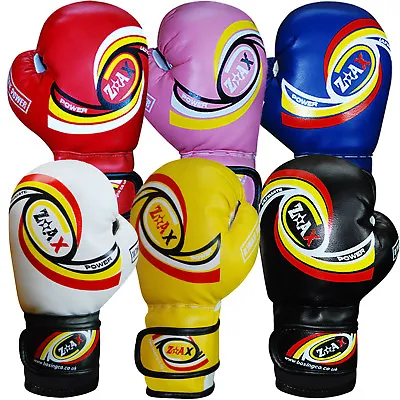 Junior Kids Leather Boxing Gloves Sparring Punchbag Training Gloves Pads 468OZ • £9.99