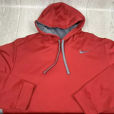 Nike Therma-Fit Red Gray Hoodie 2XL Embroider Swoosh  Pullover XXL 2XL • $18