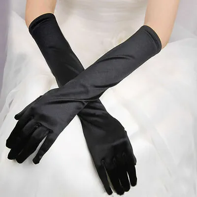 Women's Satin Long Gloves Opera Wedding Bridal Evening Party Prom Costume Glove • $6.95