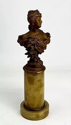 Antique French Metal Bust On Marble Pedestal Signed Lvc Or Lvg**as Found**wow!! • $79.99