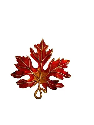 Vintage Enamel Maple Leaf Brooch Pin Pendant Goldtone NWOB • $20