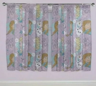 £14.94 • Buy Pair Disney Frozen Elsa Anna Olaf Pencil Pleat Warm Hugs Curtains W66  X D54 