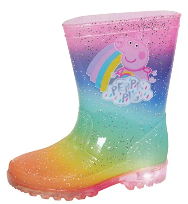 Peppa Pig Light Up Rainbow Wellington Boots Kids Flashing Wellies Girls Boots  • £15.95