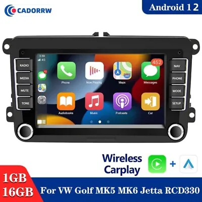 For VW Golf MK5 MK6 Jetta RCD330 Apple Carplay Android 12.0 Car GPS Stereo Radio • $99.99