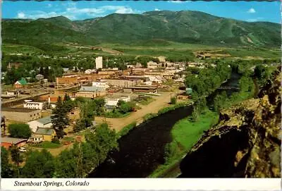 Steamboat Springs CO Colorado  CITY & YAMPA RIVER Bird's Eye View  4X6 Postcard • $6.74