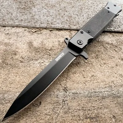 8.5  Military Black Spring Assisted Open Folding Pocket Knife G10 Handle Blade • $12.30