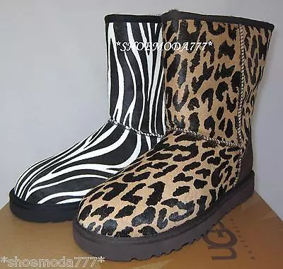 UGG Classic Short Exotic Boots Shoes Sheepskin Haircalf Zebra New NIB 8 10 • $179.99