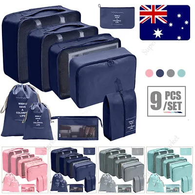 $18.98 • Buy Packing Cubes For Suitcase 9pcs Compression Travel Luggage Organiser Storage Bag
