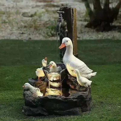 £10.59 • Buy Garden Solar Duck Family Ornaments Garden Water Feature Fountain Bird Bath