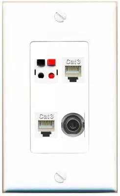 4 Port 1 Gang Jack Face Cover Coupler 3-5MM 2 PHONE SPEAKER Wall Plate • $17.44