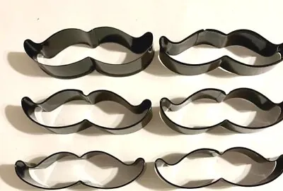 Lot Of 6 Wilton Mustache Shape Pastry Fondant Cookie Cutters 4.5  Metal Man Dad • $6