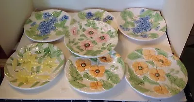 Vintage 1987 Fruit Du Jour By Shafford Majolica Fruit / Salad Plates Set Of 7 • $35