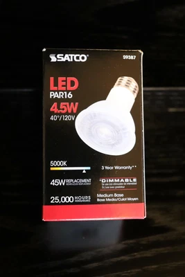 $12.99 • Buy Satco Led Dimmable S9387 Light Bulb  4.5PAR16/LED/40'/5000K/120V