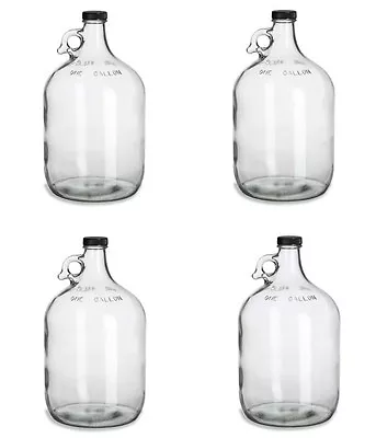 4 NEW GLASS 1 GALLON JUGS W/CAPS FOR HOMEBREWING BEER WINE MAKING KITS MOONSHINE • $34.95