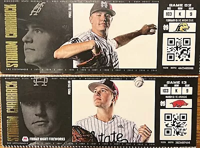 2020 Mississippi State Baseball Collectible Stubs (2 Pack) Christian MacLeod • $9.99