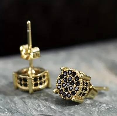 Micro Pave 18K Gold Plated 1.25 Ct Cubic Zirconia Men Women Cluster Stud Earring • $10.95