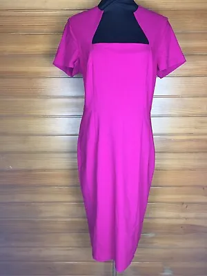 $22.10 • Buy Asos Pretty Candy Pink Short Sleeve Square Neck Pencil Dress Size 16UK  NWT