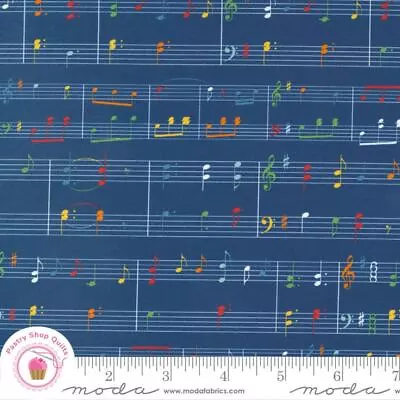 Moda SWEET MELODIES 21815 18 Navy Blue Music Notes AMERICAN JANE Quilt Fabric • $6.35