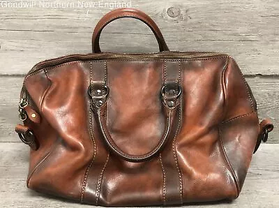I Medici Firenze Leather Doctor Bag Style Satchel Handbag Brown Made In Italy • $14.99