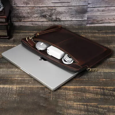 Crazy Horse Leather Laptop Bag Sleeve Cover For MacBook Pro 14.2  Notebook Gift • $40.99
