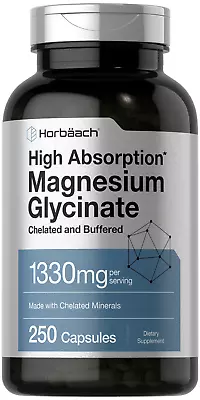 Magnesium Glycinate 1330mg  250 Capsules | Buffered & Chelated  By Horbaach • $24.95