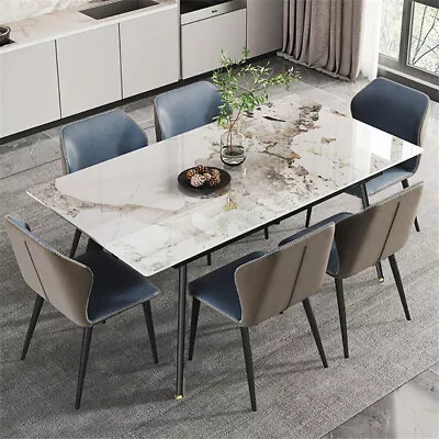 Heavy Duty Slate Marble & Metal Legs Rectangular 4-6 Seater Kitchen Dining Table • $269.99