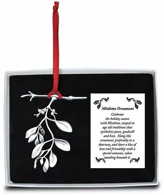 Mistletoe Ornament W/ Simulated Pearls And Ribbon Gift Boxed W/Card • $39.95