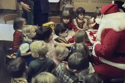 1970s~Santa Claus In Classroom~Vintage Christmas~School Kids~VTG 35 Mm~2 SLIDES • $8.95