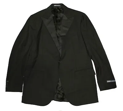 Polo Ralph Lauren Mens Italy Wool Black Peak Tuxedo Tux Blazer Jacket 42L $1650 • $283.92