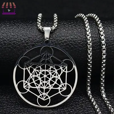 $10.49 • Buy Metatron's Cube Necklace Stainless Steel Pendant Sacred Geometry Amulet Jewelry