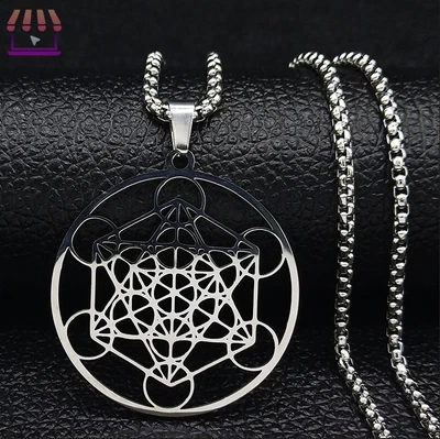 $10.49 • Buy Metatron's Cube Necklace Stainless Steel Pendant Sacred Geometry Amulet Jewelry