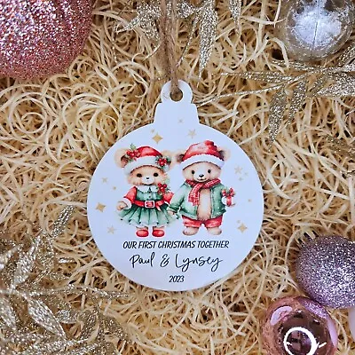 Our First Christmas ~ Personalised Wooden Christmas Tree Bauble Decoration -Xmas • £4.99