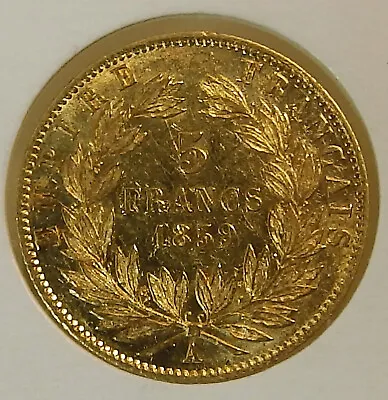 France French Napoleon III 5 Francs Gold 1859 A PARIS BEAUTIFULL  Rare!! • $329.99