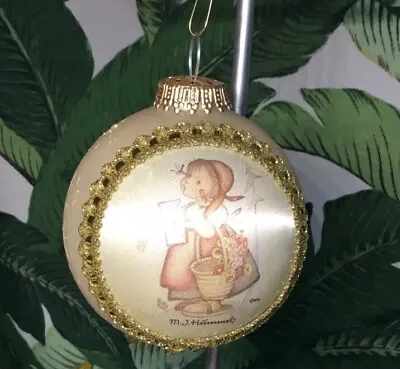 M. J. Hummel Glass Christmas Ornament Girl On Silk In Box 1998 • $12.99