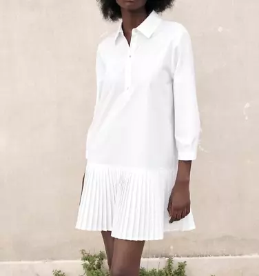 Zara Women White Pleated Shirt Dress New Tag Size M 10 • £20.99