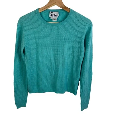 $20.70 • Buy Vintage Lilly Pulitzer Sweater Cable Knit Green 100% Cashmere Long Sleeve Medium
