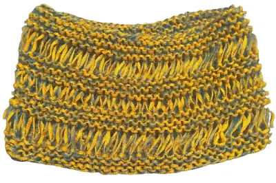 Hand Knit Infinity Scarf Goldenrod Yellow Blue Green Cowl Neck Warmer Wrap Soft • $30.99