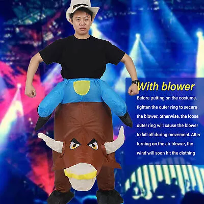 Inflatable Bull Costume For Adults Funny Blow Up Bull Rider Costume With GRS • $74.84