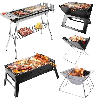 $63.45 • Buy Family Charcoal BBQ Barbecue Grill Folding Yard Camping Stove Shish Kabob Cooker