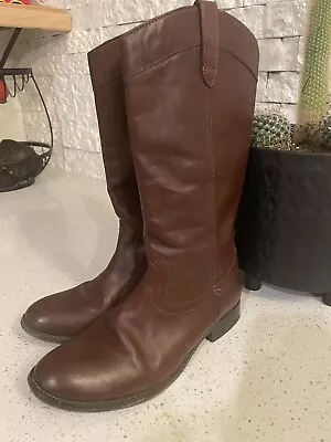 Women’s FRYE Cognac Leather Riding Boots Style Sz 7 • $40