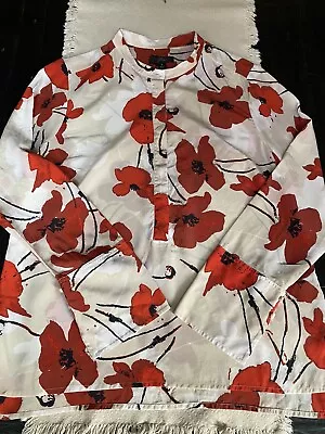 J. Crew Silk Tunic In Ivory Poppy Floral Print Sz S Pre-owned VGUC • $20