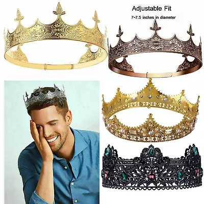 Men's King Crown Royal Medieval Gem Tiara Crown Prom Party Costume Decorative • $16.73