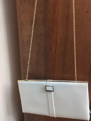 $58.50 • Buy Oroton White Leather Shoulder Clutch Vintage Bag Made In Japan 25 X 14 Cm