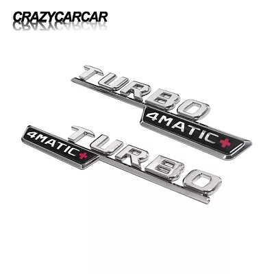 2X TURBO 4MATIC+ Plus AMG Fender Emblem Badge Gloss Sliver Chrome E53 GLE53 GT53 • $14.69